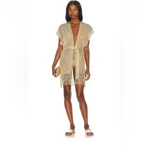 Luli Fama Metallic Gold Fringe Swim Coverup